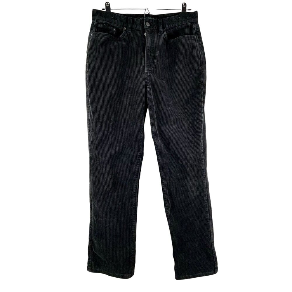 Ralph Lauren Jeans Co Sz 8 30x29” Black Corduroy Pants Straight Leg High Waist